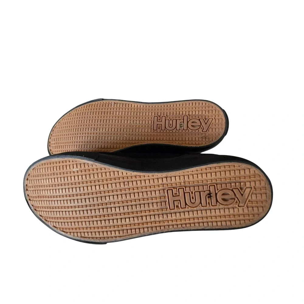 Hurley Mens‎ Low Top Canvas Sneakers Triple Black Skater Shoes Round Toe